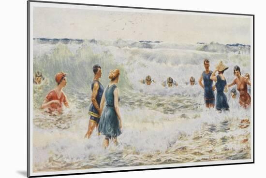 Swimmers Enjoying the Breakers on an Australian Beach-Percy F.s. Spence-Mounted Art Print