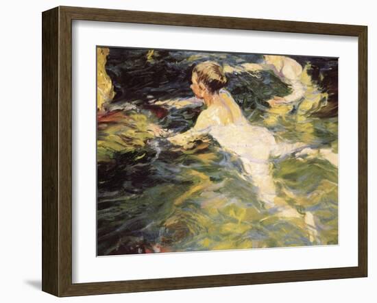 Swimmers, Javea-Joaquín Sorolla y Bastida-Framed Art Print