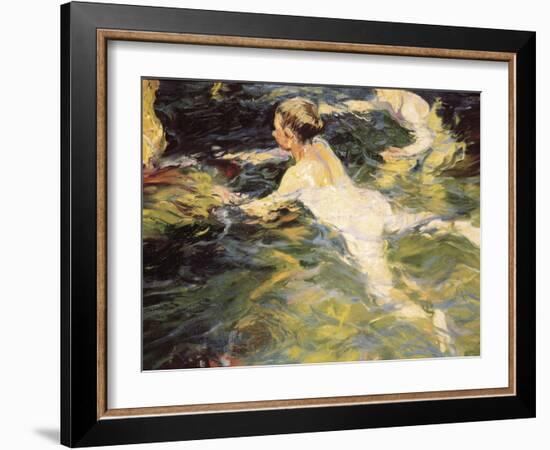 Swimmers, Javea-Joaquín Sorolla y Bastida-Framed Art Print