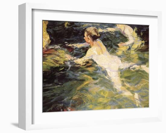 Swimmers, Javea-Joaquín Sorolla y Bastida-Framed Art Print