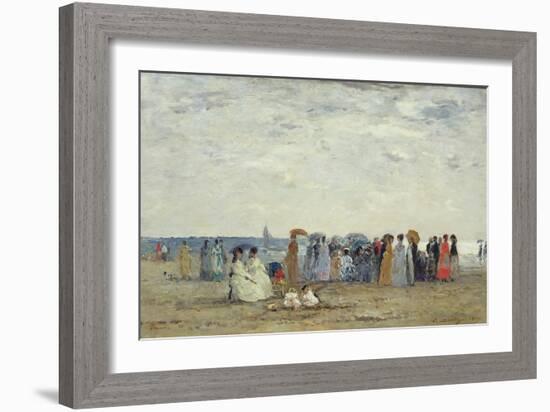 Swimmers on Trouville Beach, 1869-Eugene Louis Boudin-Framed Giclee Print