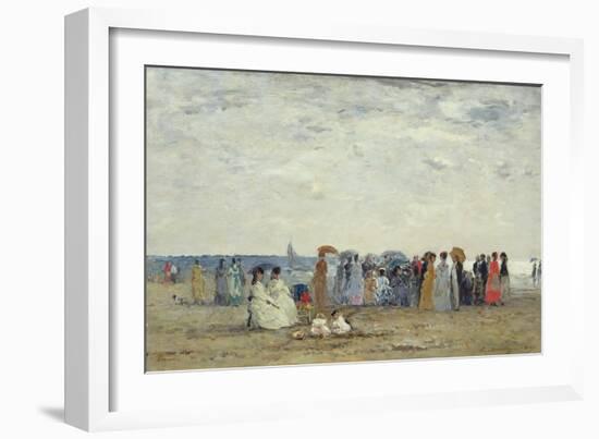 Swimmers on Trouville Beach, 1869-Eugene Louis Boudin-Framed Giclee Print