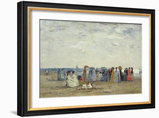 Swimmers on Trouville Beach, 1869-Eugene Louis Boudin-Framed Giclee Print