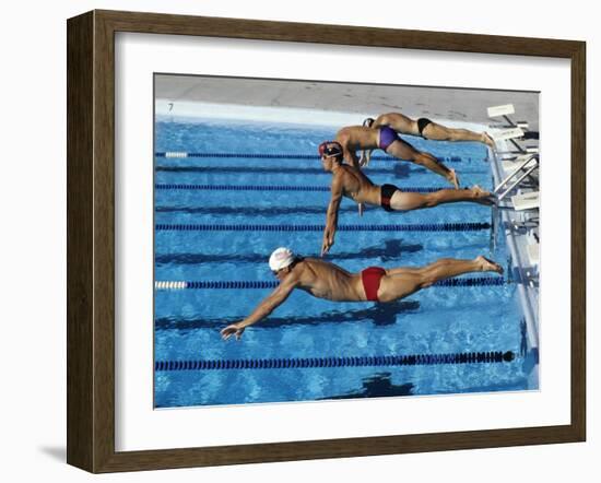 Swimmers Starting a Race-null-Framed Photographic Print