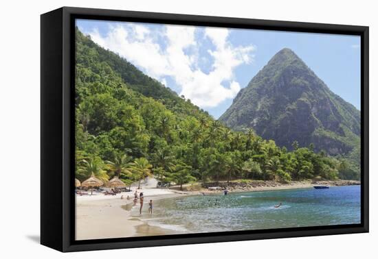 Swimming and Sunbathing on Jalousie (Sugar) Beach-Eleanor-Framed Premier Image Canvas