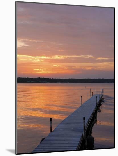 Swimming dock, Cass Lake, Minnesota at sunset-Gayle Harper-Mounted Photographic Print