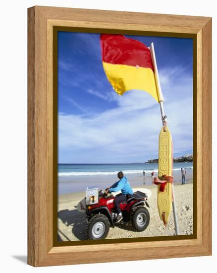 Swimming Flag and Patrolling Lifeguard at Bondi Beach, Sydney, New South Wales, Australia-Robert Francis-Framed Premier Image Canvas