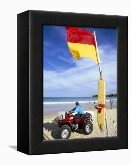 Swimming Flag and Patrolling Lifeguard at Bondi Beach, Sydney, New South Wales, Australia-Robert Francis-Framed Premier Image Canvas