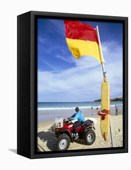 Swimming Flag and Patrolling Lifeguard at Bondi Beach, Sydney, New South Wales, Australia-Robert Francis-Framed Premier Image Canvas