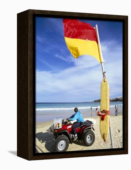 Swimming Flag and Patrolling Lifeguard at Bondi Beach, Sydney, New South Wales, Australia-Robert Francis-Framed Premier Image Canvas