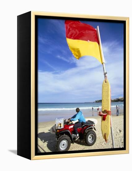 Swimming Flag and Patrolling Lifeguard at Bondi Beach, Sydney, New South Wales, Australia-Robert Francis-Framed Premier Image Canvas