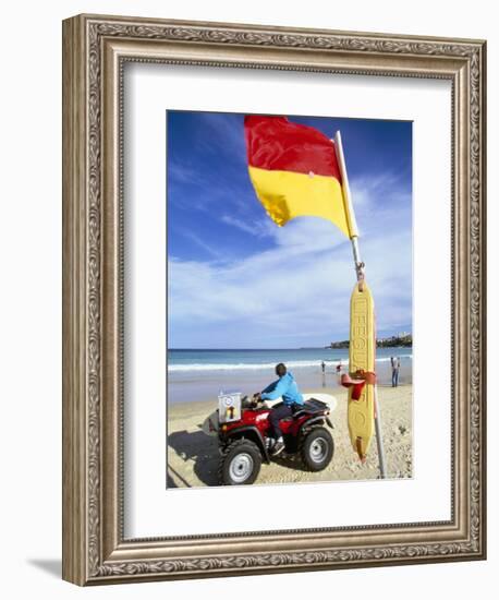 Swimming Flag and Patrolling Lifeguard at Bondi Beach, Sydney, New South Wales, Australia-Robert Francis-Framed Photographic Print