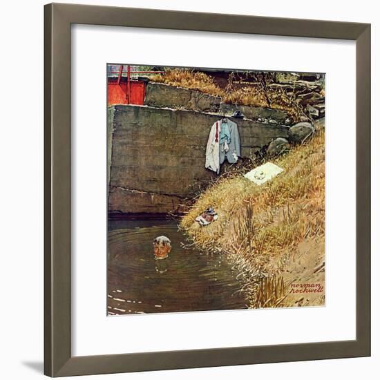 "Swimming Hole", August 11,1945-Norman Rockwell-Framed Giclee Print