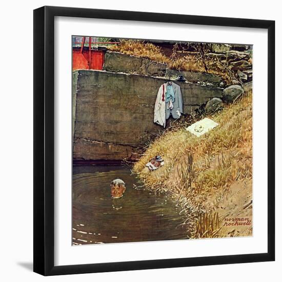 "Swimming Hole", August 11,1945-Norman Rockwell-Framed Giclee Print