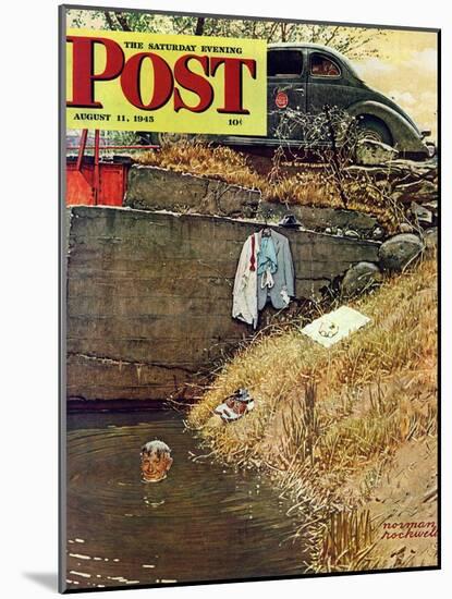 "Swimming Hole" Saturday Evening Post Cover, August 11,1945-Norman Rockwell-Mounted Giclee Print