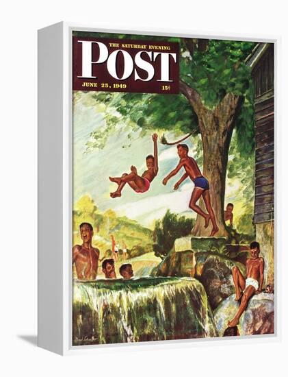 "Swimming Hole" Saturday Evening Post Cover, June 25, 1949-Mead Schaeffer-Framed Premier Image Canvas