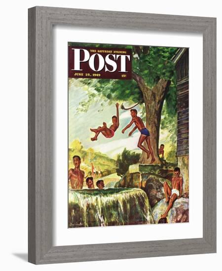 "Swimming Hole" Saturday Evening Post Cover, June 25, 1949-Mead Schaeffer-Framed Giclee Print