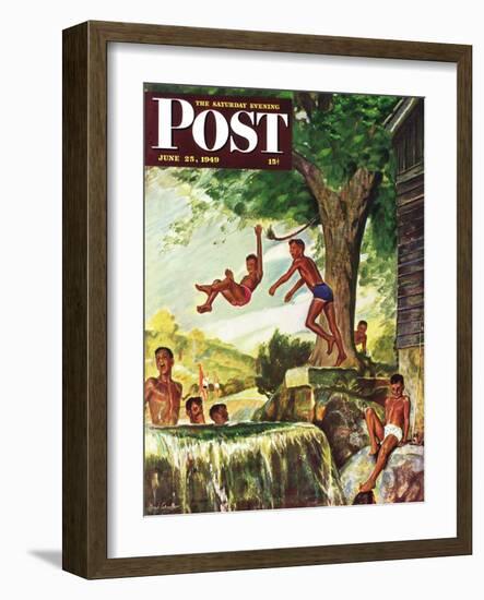 "Swimming Hole" Saturday Evening Post Cover, June 25, 1949-Mead Schaeffer-Framed Giclee Print