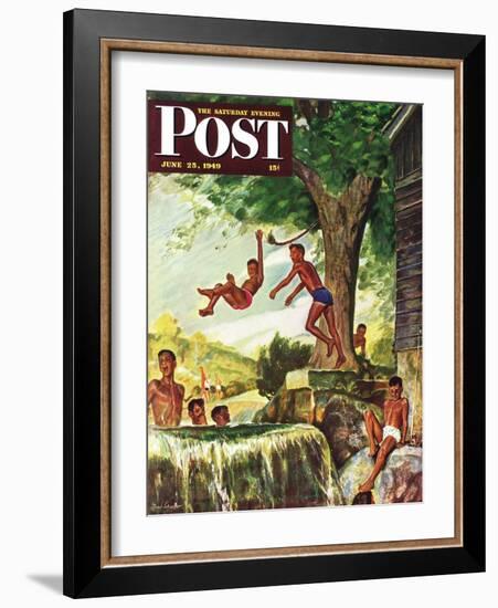 "Swimming Hole" Saturday Evening Post Cover, June 25, 1949-Mead Schaeffer-Framed Giclee Print