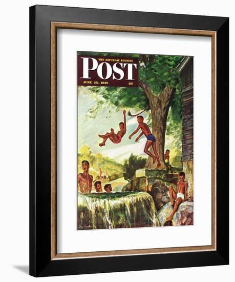 "Swimming Hole" Saturday Evening Post Cover, June 25, 1949-Mead Schaeffer-Framed Giclee Print