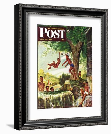 "Swimming Hole" Saturday Evening Post Cover, June 25, 1949-Mead Schaeffer-Framed Giclee Print