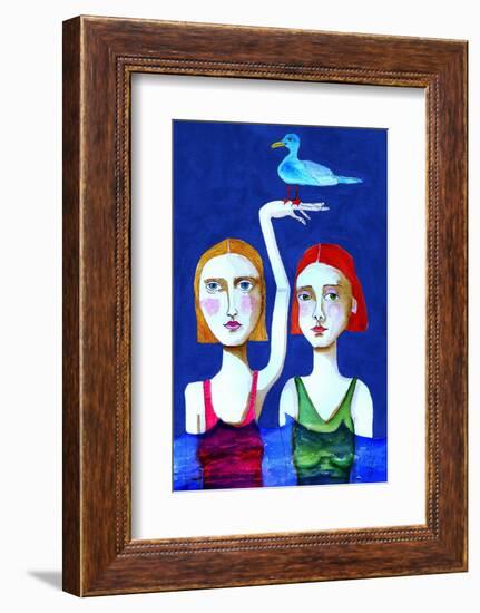 Swimming Ladies with Blue Bird-Sharyn Bursic-Framed Photographic Print