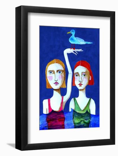 Swimming Ladies with Blue Bird-Sharyn Bursic-Framed Photographic Print