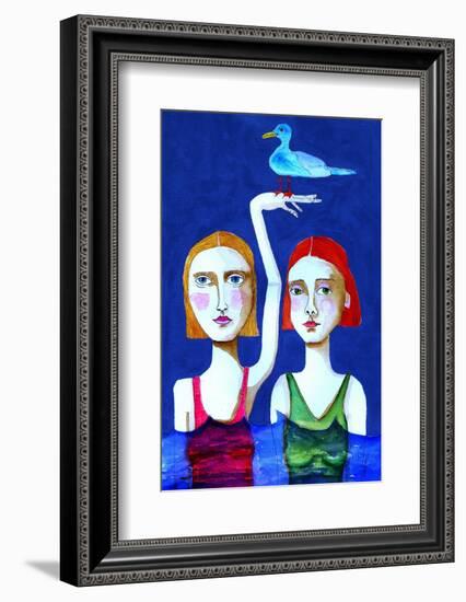 Swimming Ladies with Blue Bird-Sharyn Bursic-Framed Photographic Print