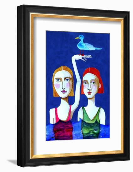 Swimming Ladies with Blue Bird-Sharyn Bursic-Framed Photographic Print