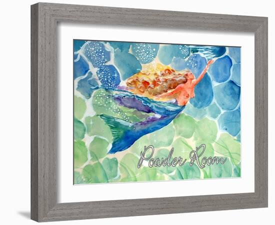 Swimming Mermaid Powder Room-sylvia pimental-Framed Art Print