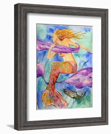 Swimming Mermaid-sylvia pimental-Framed Art Print