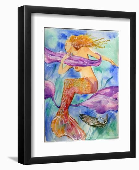 Swimming Mermaid-sylvia pimental-Framed Art Print