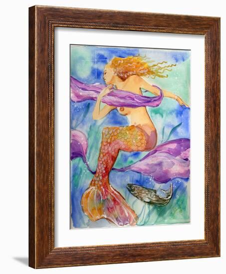 Swimming Mermaid-sylvia pimental-Framed Art Print