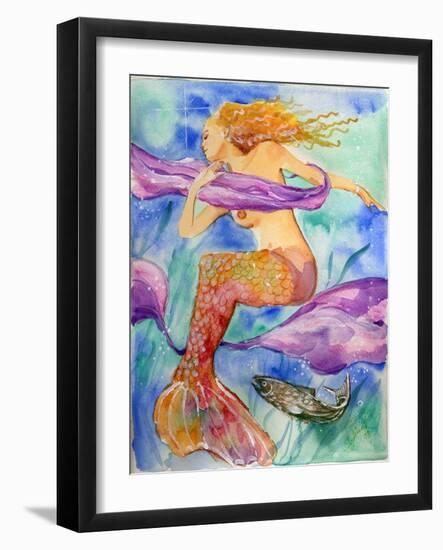 Swimming Mermaid-sylvia pimental-Framed Art Print