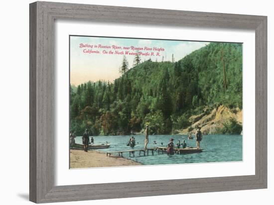 Swimming Near the Dock on the Russian River - Russian River Heights, CA-Lantern Press-Framed Art Print