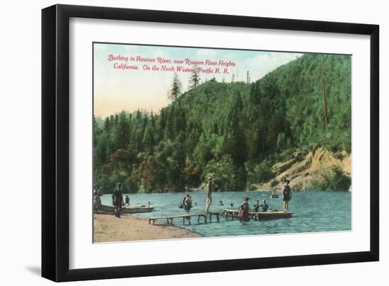 Swimming Near the Dock on the Russian River - Russian River Heights, CA-Lantern Press-Framed Art Print