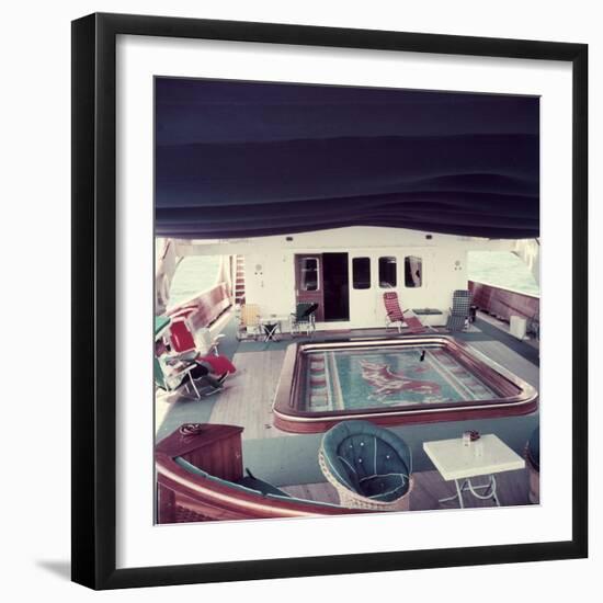 Swimming Pool and Mosaic on the Ship 'Christina O' Owned by Shipping Magnate Aristotle Onassis-Dmitri Kessel-Framed Photographic Print