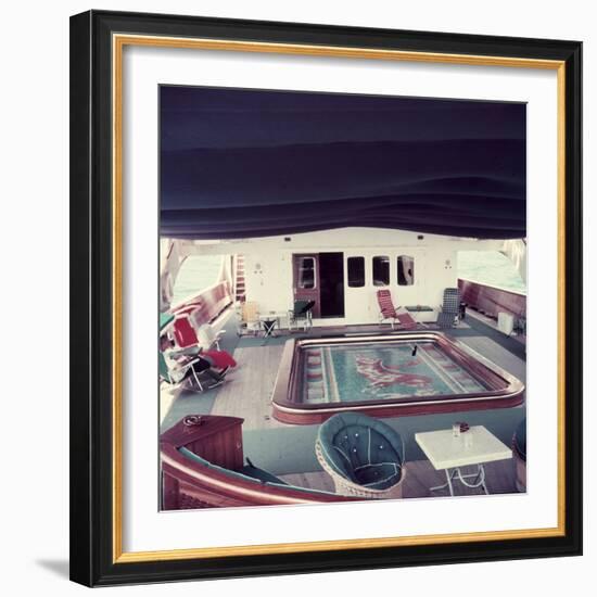 Swimming Pool and Mosaic on the Ship 'Christina O' Owned by Shipping Magnate Aristotle Onassis-Dmitri Kessel-Framed Photographic Print