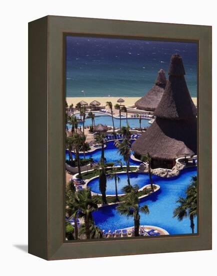 Swimming Pool and Palapas, Cabo San Lucas, Mexico-Walter Bibikow-Framed Premier Image Canvas