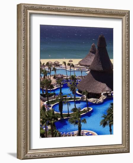 Swimming Pool and Palapas, Cabo San Lucas, Mexico-Walter Bibikow-Framed Photographic Print