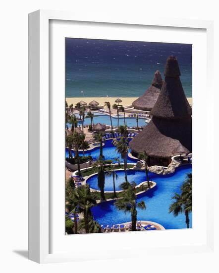 Swimming Pool and Palapas, Cabo San Lucas, Mexico-Walter Bibikow-Framed Photographic Print