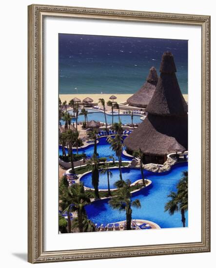 Swimming Pool and Palapas, Cabo San Lucas, Mexico-Walter Bibikow-Framed Photographic Print