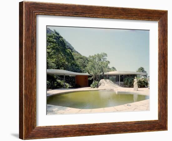 Swimming Pool and Private Residence of Architect Oscar Niemeyer-Dmitri Kessel-Framed Photographic Print