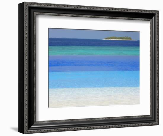 Swimming Pool and Tropical Island, Maldives, Indian Ocean, Asia-Sakis Papadopoulos-Framed Photographic Print