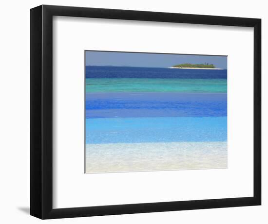 Swimming Pool and Tropical Island, Maldives, Indian Ocean, Asia-Sakis Papadopoulos-Framed Photographic Print