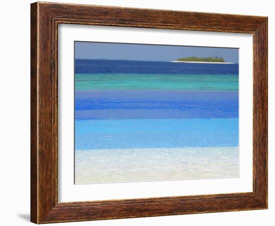 Swimming Pool and Tropical Island, Maldives, Indian Ocean, Asia-Sakis Papadopoulos-Framed Photographic Print