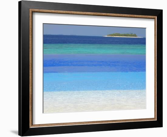 Swimming Pool and Tropical Island, Maldives, Indian Ocean, Asia-Sakis Papadopoulos-Framed Photographic Print