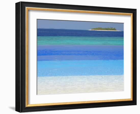 Swimming Pool and Tropical Island, Maldives, Indian Ocean, Asia-Sakis Papadopoulos-Framed Photographic Print