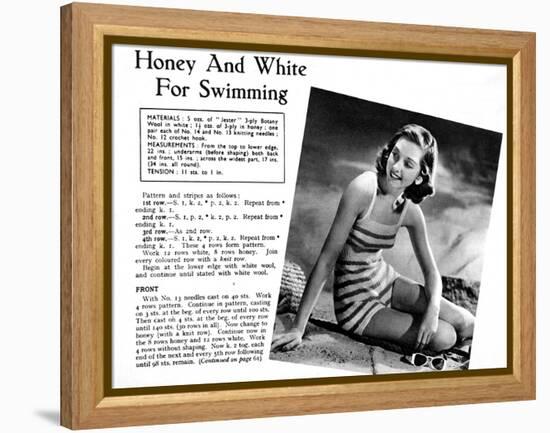 Swimwear Knitting Pattern, 1948-null-Framed Stretched Canvas