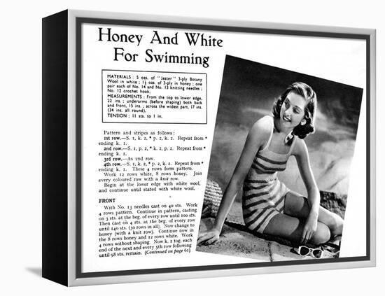 Swimwear Knitting Pattern, 1948-null-Framed Stretched Canvas